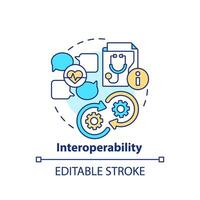 2d modificabile multicolore icona interoperabilità concetto, isolato vettore, Salute interoperabilità risorse magro linea illustrazione. vettore