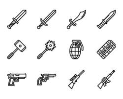 icona e simbolo del contorno delle armi per il sito Web, l'applicazione vettore