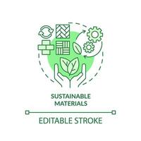 modificabile sostenibile materiale verde icona concetto, isolato vettore, sostenibile ufficio magro linea illustrazione. vettore