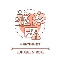 modificabile Manutenzione rosso icona concetto, isolato vettore, sostenibile ufficio magro linea illustrazione. vettore