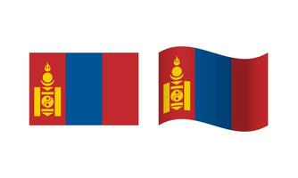 rettangolo e onda Mongolia bandiera illustrazione vettore