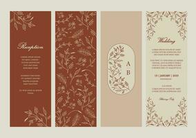 vettore ornato nozze invito carte nel autunno colori. impostato di 4 autunno a tema invito carta modello con floreale ornamenti e posto per testi.