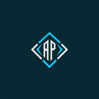 ap iniziale monogramma logo con piazza stile design vettore