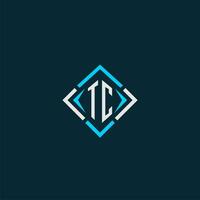 tc iniziale monogramma logo con piazza stile design vettore