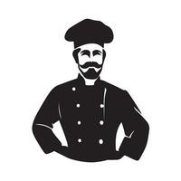 nero silhouette di capocuoco con un' chef cappello vettore