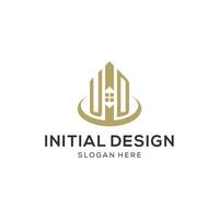 iniziale ud logo con creativo Casa icona, moderno e professionale vero tenuta logo design vettore