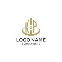 iniziale kp logo con creativo Casa icona, moderno e professionale vero tenuta logo design vettore