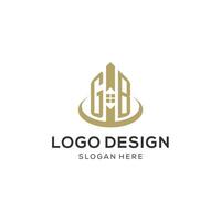 iniziale gb logo con creativo Casa icona, moderno e professionale vero tenuta logo design vettore