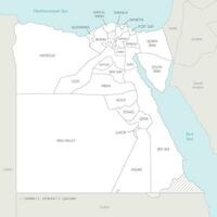 vettore carta geografica di Egitto con governatorati o province e amministrativo divisioni, e confinante Paesi. modificabile e chiaramente etichettato strati.