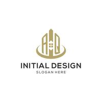 iniziale aq logo con creativo Casa icona, moderno e professionale vero tenuta logo design vettore