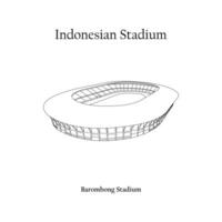 grafico design di il barombong stadio, makasar città, psm makasar casa squadra. internazionale calcio stadio nel indonesiano. vettore