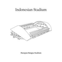 grafico design di il harapan bangsa stadio, banda Aceh città, persiraja banda Aceh casa squadra. internazionale calcio stadio nel indonesiano. vettore