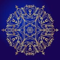 Mandala, amuleto Simbolo d&#39;oro esoterico su sfondo blu.