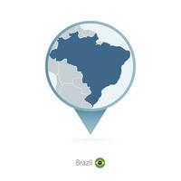 carta geografica perno con dettagliato carta geografica di brasile e vicino Paesi. vettore