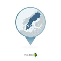 carta geografica perno con dettagliato carta geografica di Svezia e vicino Paesi. vettore