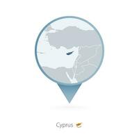 carta geografica perno con dettagliato carta geografica di Cipro e vicino Paesi. vettore