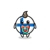 personaggio dei cartoni animati del distintivo della bandiera della finlandia del bambino con il ciuccio vettore