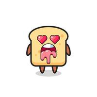 l'espressione innamorata di un simpatico pane con gli occhi a forma di cuore vettore
