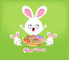 sfondo di coniglio e uova di Pasqua felice vettore