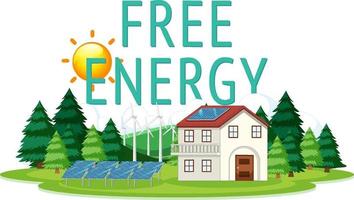 energia gratuita generata da turbina eolica e pannello solare vettore