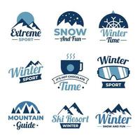 set di badge per sport invernali vettore