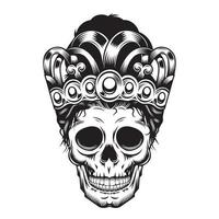 principe teschio mamma nel design della testa della corona su sfondo bianco. Halloween. vettore
