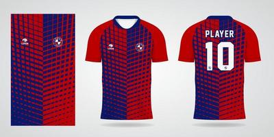 modello di maglia rosso blu per le divise della squadra e il design della maglietta da calcio vettore