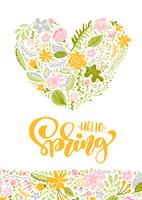 Cartolina d&#39;auguri di vettore del fiore con testo Ciao primavera