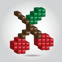 illustrazione 3d pixel cherry - immagine vettoriale per dwsign