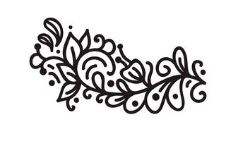 La monolina nera fiorisce il vettore monogramma scandinavo con foglie e fiori