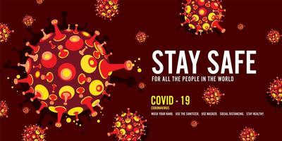 coronavirus covid-19 e sfondo del virus con cellule malate vettore