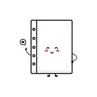 simpatico libro bianco illustrazione di carattere morbido sorriso felice mascotte logo vettore