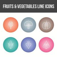 set di icone vettoriali di frutta e verdura unici