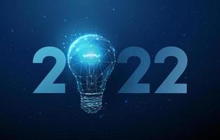 biglietto di auguri astratto felice anno nuovo 2022 con lampadina vettore
