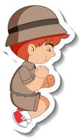 adesivo personaggio dei cartoni animati scout ragazzino vettore
