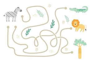 labirinto con simpatico animale africano per bambini. vettore
