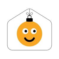 illustrazione piatta di natale a casa con faccina sorridente emoji vettore