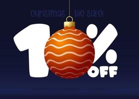 banner di grande vendita di buon natale. striscione con sconto del 10% di sconto sui saldi di natale vettore