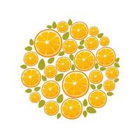 il giro modello di arancia il giro fette su un' bianca sfondo. fresco agrume modello per arancia prodotti manifesti, frutta Festival carte, vegetariano prodotti. vettore illustrazione.