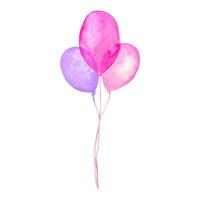 acquerello aria palloncini. mano disegnato rosa palloncini isolato su bianca sfondo. saluto oggetto arte vettore