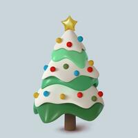 astratto neve Natale albero decorato con giocattoli. vettore 3d illustrazione. contento nuovo anno e allegro Natale.