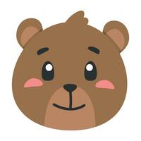 carino animale Marrone orso icona, piatto illustrazione per il tuo design piatto stile vettore