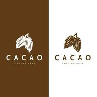 cioccolato fagiolo logo, cioccolato pianta design con semplice seme foglia e stelo concetto, per attività commerciale il branding vettore