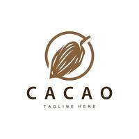 cioccolato fagiolo logo, cioccolato pianta design con semplice seme foglia e stelo concetto, per attività commerciale il branding vettore