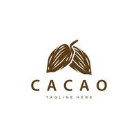 cioccolato fagiolo logo, cioccolato pianta design con semplice seme foglia e stelo concetto, per attività commerciale il branding vettore