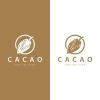 cioccolato fagiolo logo, cioccolato pianta design con semplice seme foglia e stelo concetto, per attività commerciale il branding vettore