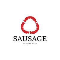 salsiccia logo, semplice barbeque salsiccia grigliato carne design per ristorante attività commerciale, vettore illustrazione