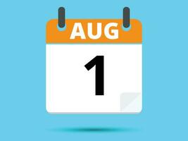 1 agosto. piatto icona calendario isolato su blu sfondo. vettore illustrazione.