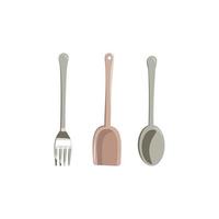 set di oggetti da cucina, forchetta, cucchiaio e spatola vettore