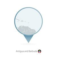 carta geografica perno con dettagliato carta geografica di antigua e barbuda e vicino Paesi. vettore
